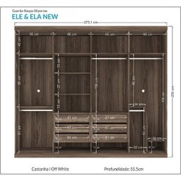 Guarda Roupa Casal 8 Portas 6 Gavetas 100% MDF Ele & Ela Santos Andirá - 4