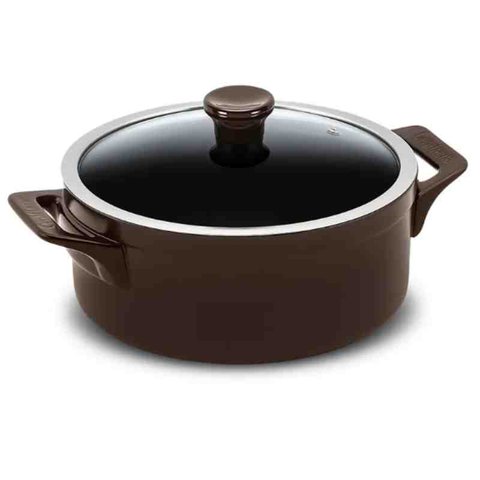 Caçarola Baixa Clear 24 Cm 3,5 L Indução Chocolate Ceraflame