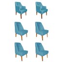 Ver imagem 1 de Kit 4 Cadeiras Paris + 2 Paris Retro Suede Azul Turquesa Dominic Decor