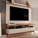 Ver imagem 1 de Rack com Painel para TV até 60 Polegadas 160CMX194CM Pés em Madeira Maciça Vivare Off White Nature Branco