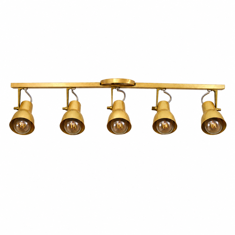 Spot Trilho Light Aluminio Teto e27 5 Luzes Lumini Lab - Ouro Verniz