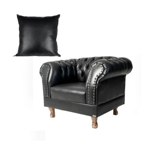 Uma Poltrona Chesterfield Duque + Uma Almofada Corano Preto Sala de Estar/recepção