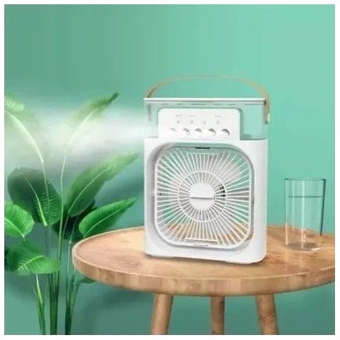 Top Mini Climatizador de Ar Umidificador Ventilador Refrigeração - Cor: Branco - Ótimo para Pequenos