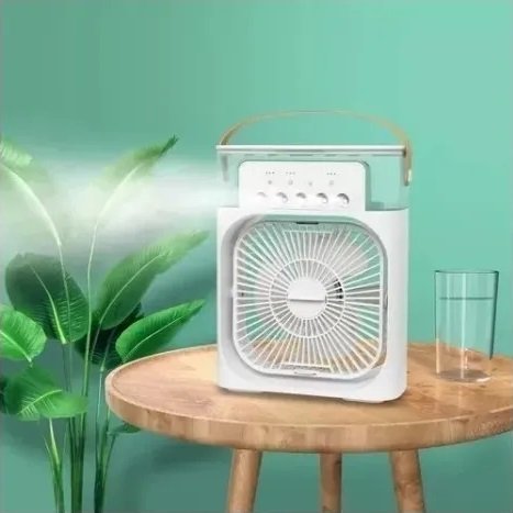 Top Mini Climatizador de Ar Umidificador Ventilador Refrigeração - Cor: Branco - Ótimo para Pequenos