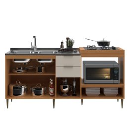 Cozinha Modulada 2 Peças com Espaço para Micro-ondas Forno e Cooktop Alícia Angelin Off White - 12