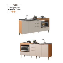 Cozinha Modulada 2 Peças com Espaço para Micro-ondas Forno e Cooktop Alícia Angelin Off White - 10
