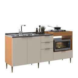 Cozinha Modulada 2 Peças com Espaço para Micro-ondas Forno e Cooktop Alícia Angelin Off White - 4