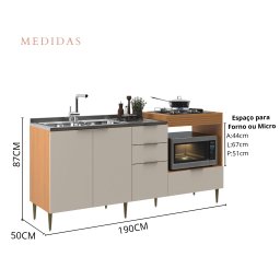 Cozinha Modulada 2 Peças com Espaço para Micro-ondas Forno e Cooktop Alícia Angelin Off White - 7