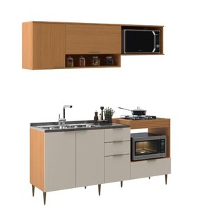 Cozinha Modulada 2 Peças com Espaço para Micro-ondas Forno e Cooktop Alícia Angelin Off White