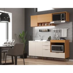 Cozinha Modulada 2 Peças com Espaço para Micro-ondas Forno e Cooktop Alícia Angelin Off White - 2