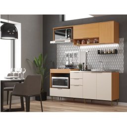 Cozinha Modulada 2 Peças com Espaço para Micro-ondas Forno e Cooktop Alícia Angelin Off White - 3