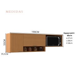 Cozinha Modulada 2 Peças com Espaço para Micro-ondas Forno e Cooktop Alícia Angelin Off White - 8