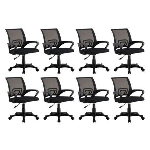 Kit 8 Cadeiras de Escritório Nelis Base Pp - Preta
