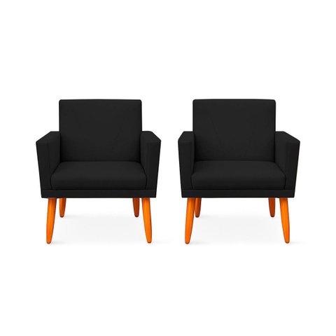Kit 2 Poltrona Cadeira para Sala Confortável e Minimalista Paris em Suede