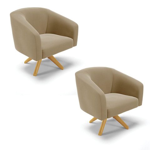 Cadeira Sala de Jantar Giratória Ma30 Kit 2 Stella Suede D03 - D'Rossi Cor Marrom Rato
