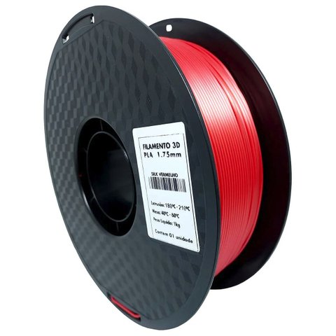 Filamento 3d - Pla Silk Vermelho - Rolo 1kg (1.75mm)