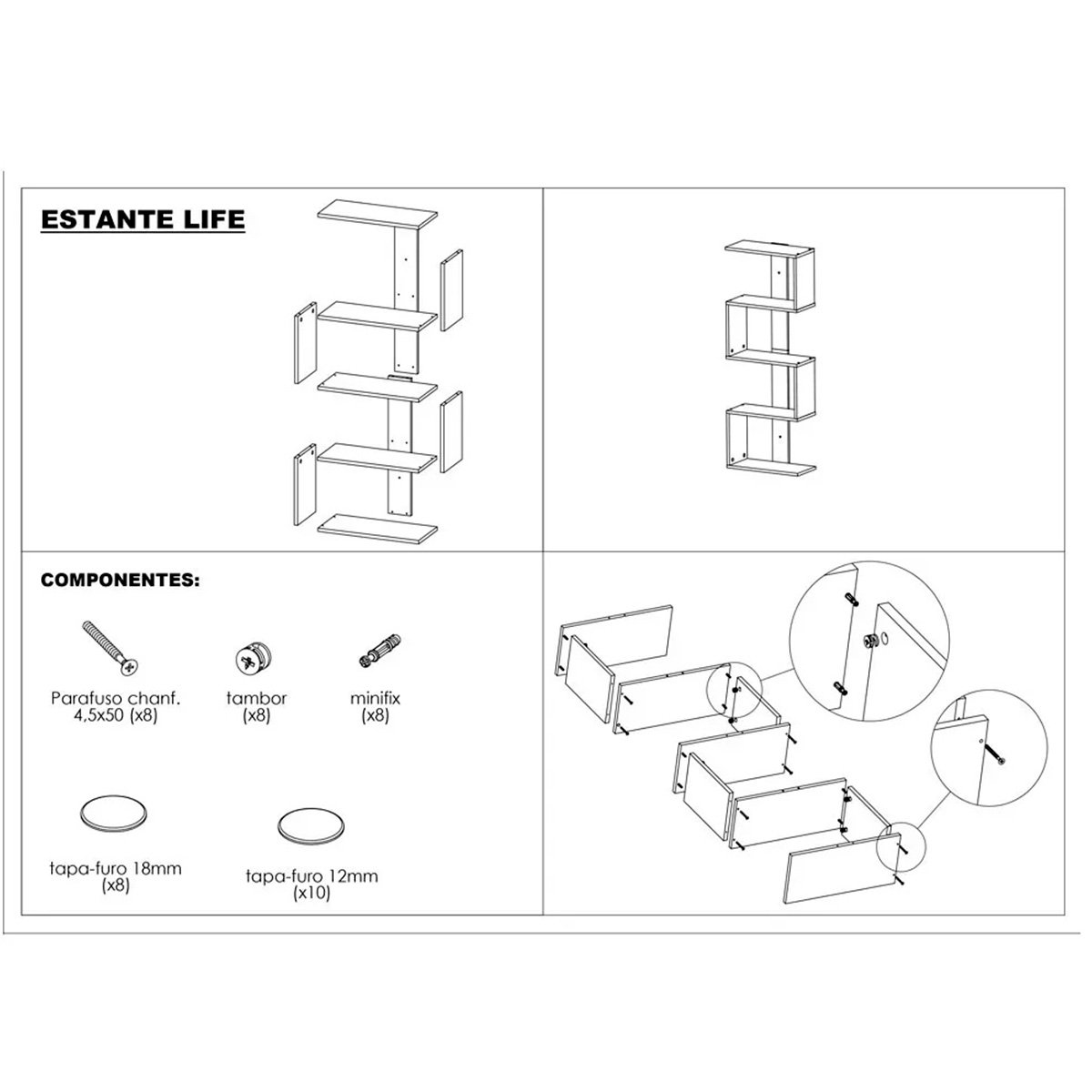 Estante de parede suspensa nicho decorativo para quarto escritório - 4