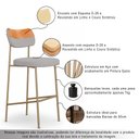 Ver imagem 3 de Kit 2 Banquetas Baixa Sala de Jantar Lisa Pés Champanhe Linho/PU Cinza/Caramelo m² - Monari Design