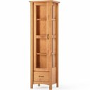 Ver imagem 1 de Cristaleira de Madeira Maciça 1 Porta de Vidro Bella Carvalho Fosco