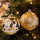 Ver imagem 5 de Bolas de Natal para Árvore de Natal Glitter Branco Dourado Plástico Kit 12 Bolas 8cm
