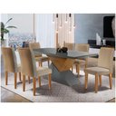 Ver imagem 1 de Mesa Aster 180 Tampo Em Mdf Canto Reto Com 6 Cadeiras Lunara Moderna Turim / Grafite / Imbuia