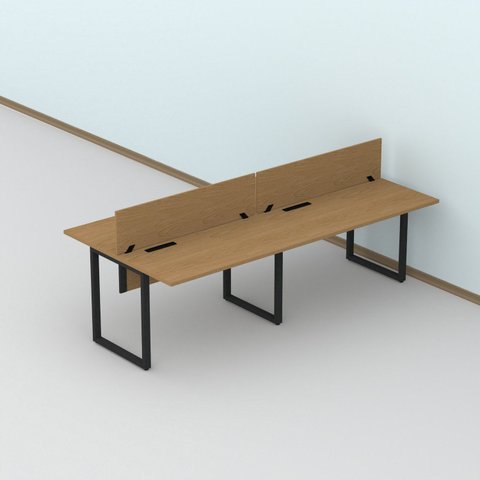 Plataforma de Trabalho 4 Lugares Aço Corporativa Light 240x120cm Marrom/Samba/Preto