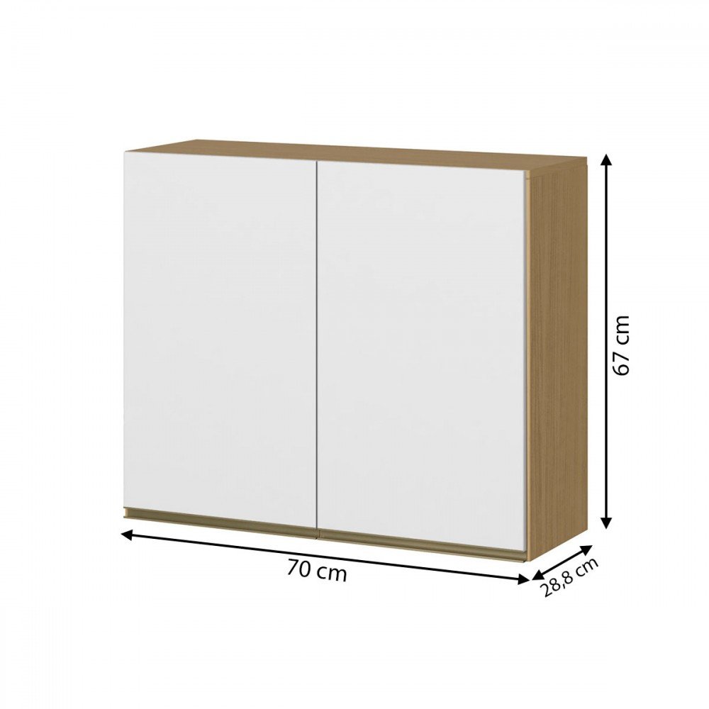 Armário Aéreo Cozinha Clara Plus 2 Portas Atacama/branco