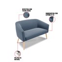 Ver imagem 6 de Kit 01 Namoradeira 02 Lugares e 02 Poltronas Stella Suede Pés Palito Natural - D’Rossi - Azul Marinh