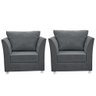 Kit 02 Poltronas Decorativa para Sala e Quarto Lisboa Suede Cinza Escuro - 1