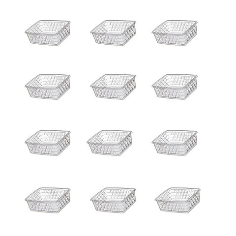 12 Cesto Organizador Multiuso Médio 20x15 Transparente para Closet, Armário e Gaveta