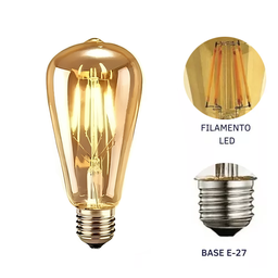 Lâmpada Led Retrô Vintage Pêra para Filamento St64 4w 2400k E27 - 3