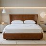 Cama Japonesa com Cabeceira Corea Seo King Nobuck Marrom - Sallar Home - 1