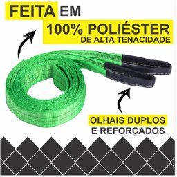 Cinta para Elevação de Carga 2 Ton X 1 Mts Fator Segurança 7:1 - 60mm Verde Normatizada Nbr - 5