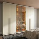 Ver imagem 1 de Guarda-Roupa Casal MDF Reflecta 6 Portas com LED Imperatriz Off-White