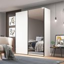 Ver imagem 1 de Guarda Roupa 183cm 2 Portas de Correr com Espelho 100% Mdf Cor:branco