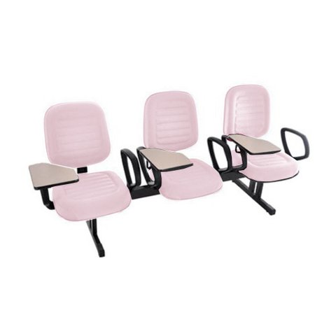 Cadeira em Longarina com Prancheta Linha Blenda Rosa