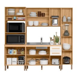 Cozinha Modulada Intenza Lidia 4 Peças Freijó/off White Cristal - Nicioli - 3