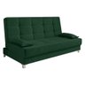 Sofá Cama 193 Cm Veludo Pés Plástico Cromado Verde Militar - 1
