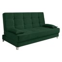 Ver imagem 1 de Sofá Cama 193 Cm Veludo Pés Plástico Cromado Verde Militar