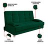 Sofá Cama 193 Cm Veludo Pés Plástico Cromado Verde Militar - 4