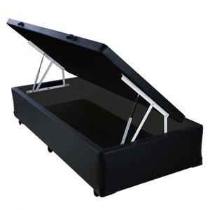 Cama Box Baú Solteirão HomeQueen Corino Preto 41x96x203