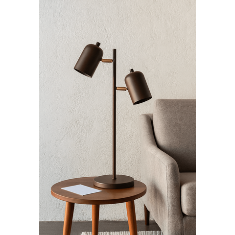 Luminária de Mesa Abajur Anne Dupla Marrom Cortem