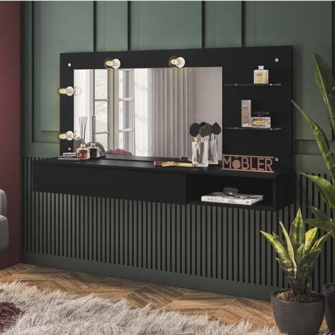 Penteadeira Camarim com Espelho Suspensa 1 Gaveta Lumiere