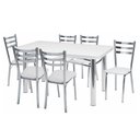 Ver imagem 1 de Conjunto de Mesa Adriana Branco e Cromado 6 Cadeiras - Criativa 441/340-x