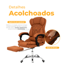 Ver imagem 5 de Cadeira de Escritório Home Office Diana Caramelo Pillow Top Apoio para Pés