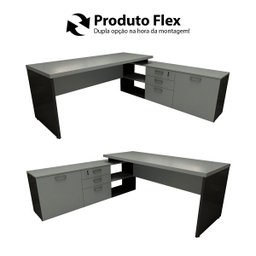 Mesa de Escritório em L 170cm Tampo 40mm Balcão e 3 Gavetas - 5