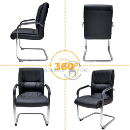 Kit 02 Cadeiras para Escritório Ergonômicas Executivo Diretor Big Fixa Pretas - 6