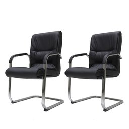 Kit 02 Cadeiras para Escritório Ergonômicas Executivo Diretor Big Fixa Pretas - 1