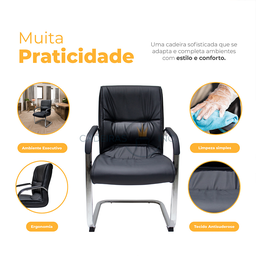 Kit 02 Cadeiras para Escritório Ergonômicas Executivo Diretor Big Fixa Pretas - 4
