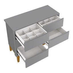 Jogo de Quarto Infantil Classic Guarda Roupa 3 Portas e Cômoda 6 Gavetas Cinza Fosco com Pés Madeira - 5